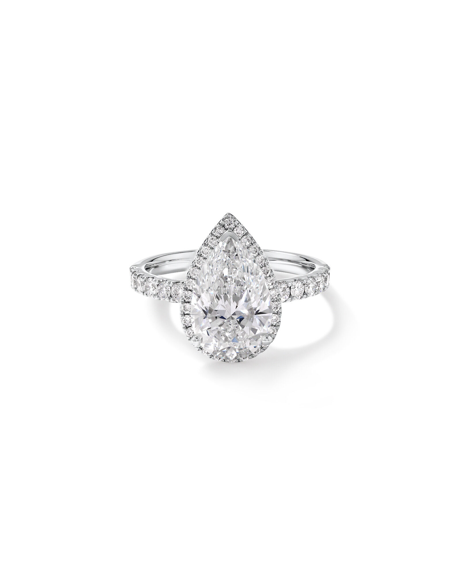 3.60 Carat TW Pear Cut Laboratory-Grown Diamond Halo Engagement Ring in 18kt White Gold
