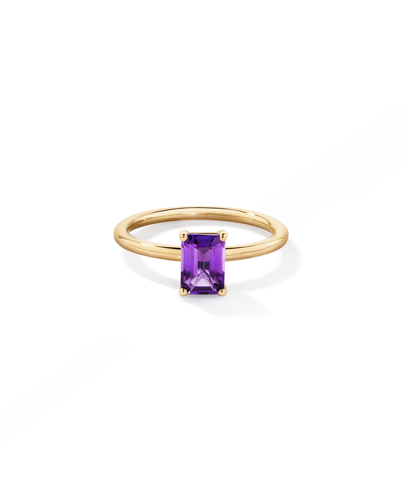 Emerald Cut Amethyst Gemstone Ring in 10kt Yellow Gold
