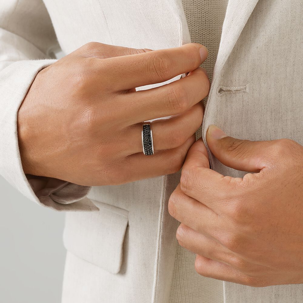 Black Diamond Pav&eacute; Ring with 1.00TW of Diamonds in 10kt White Gold