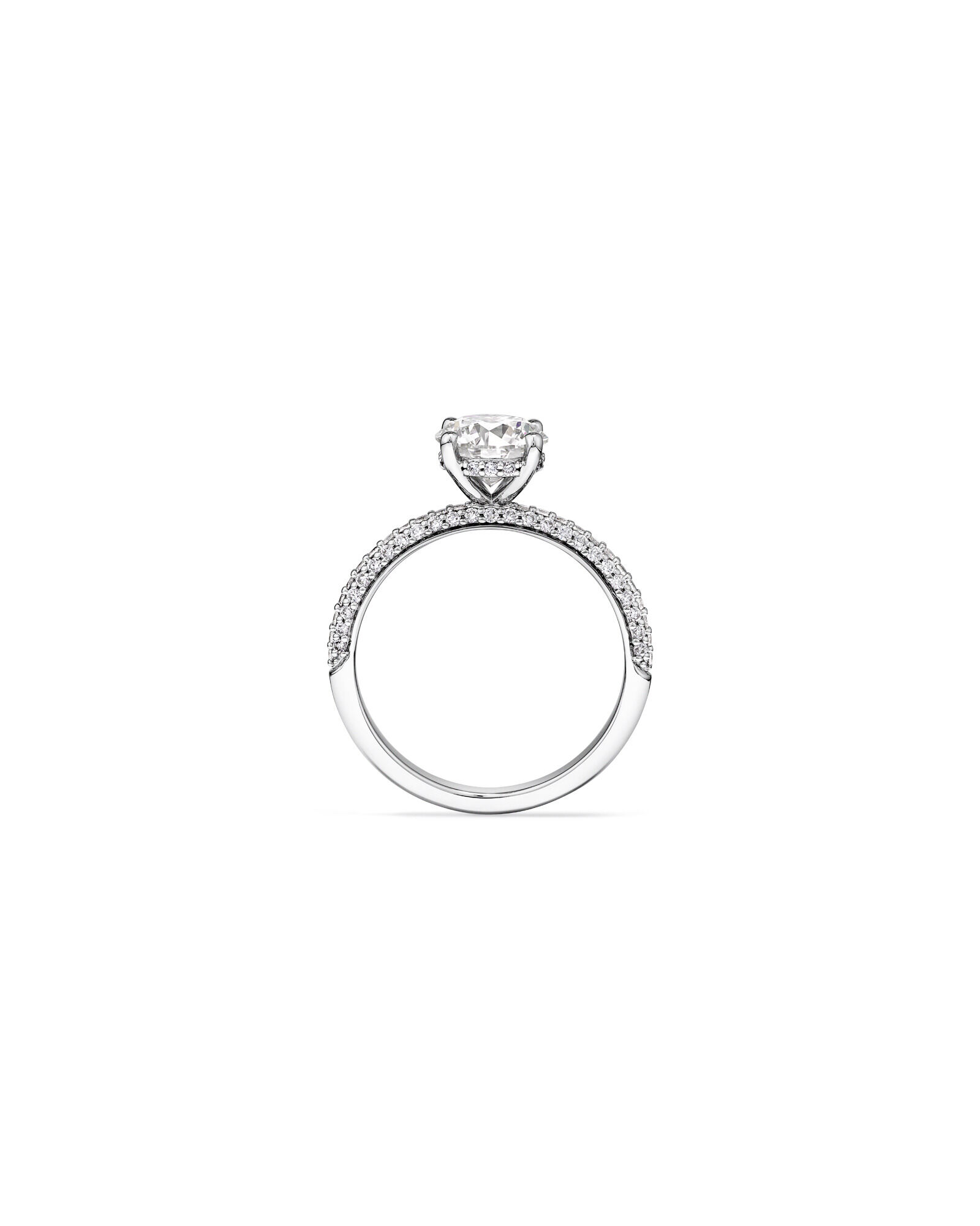 1.95 Carat TW Round Brilliant Laboratory-Grown Diamond Solitaire Side Accent Engagement Ring in 14kt White Gold