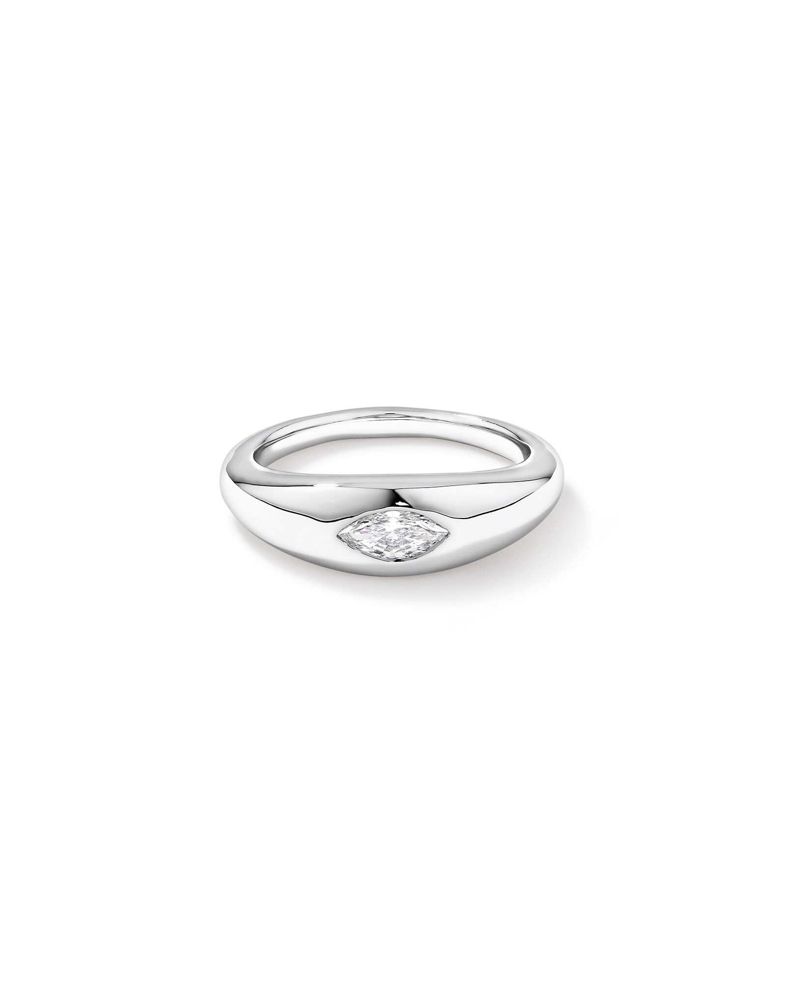 0.30 Carat TW Laboratory-Grown Marquise Diamond Dome Ring in Sterling Silver