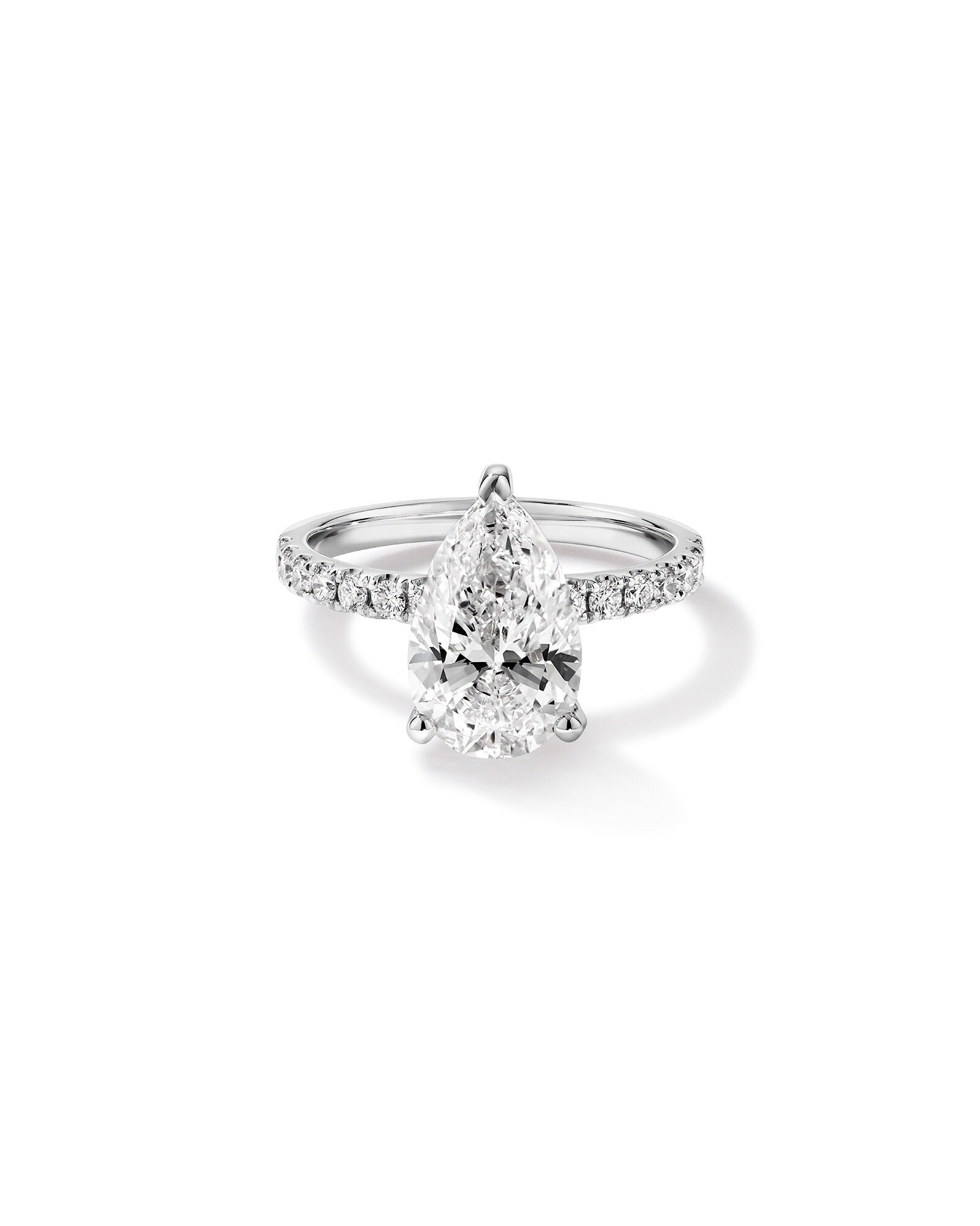3.50 Carat TW Pear Cut Laboratory-Grown Diamond Engagement Ring in 18kt White Gold