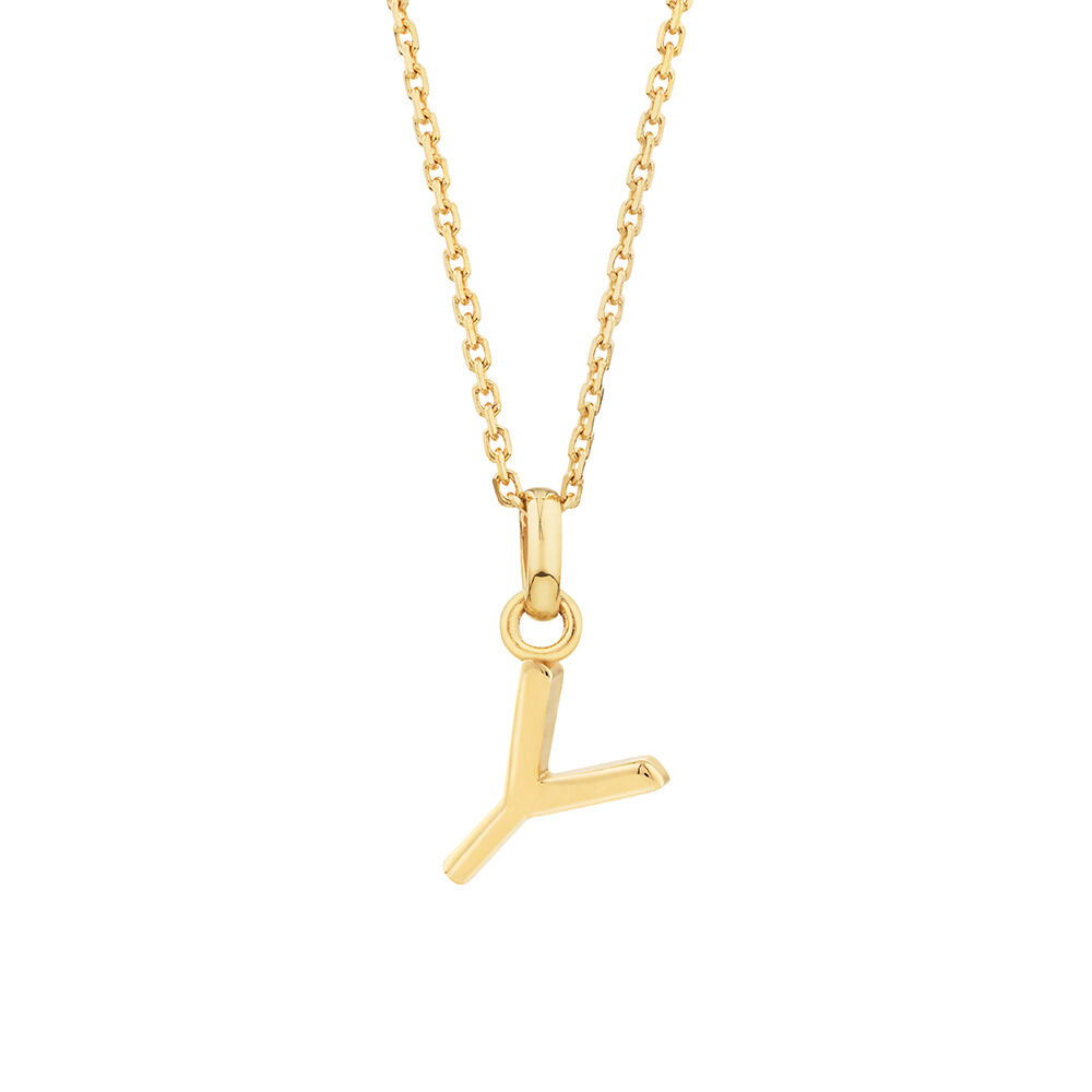 Y Initial Pendant in 10kt Yellow Gold