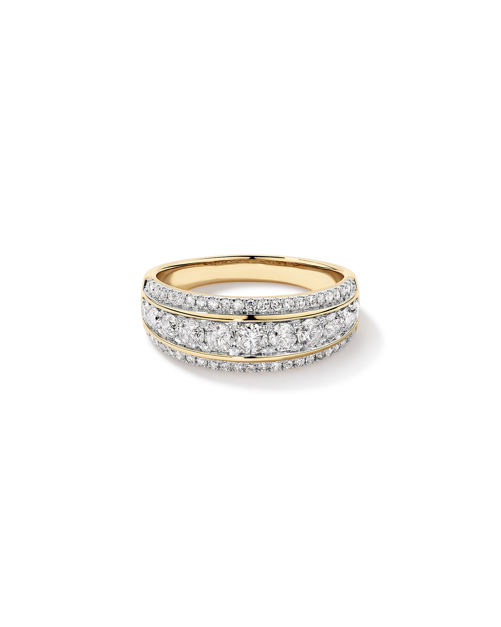 Three Row Ring with 1.00 Carat TW of Diamonds in 10kt Yellow Gold