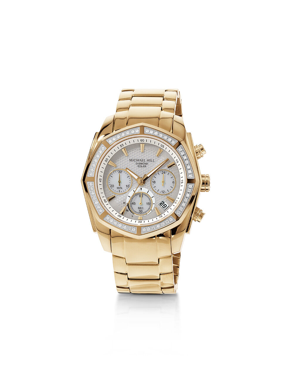 Men's Solar Chronograph Watch with 0.50 Carat TW Diamonds in Gold-Tone Stainless Steel