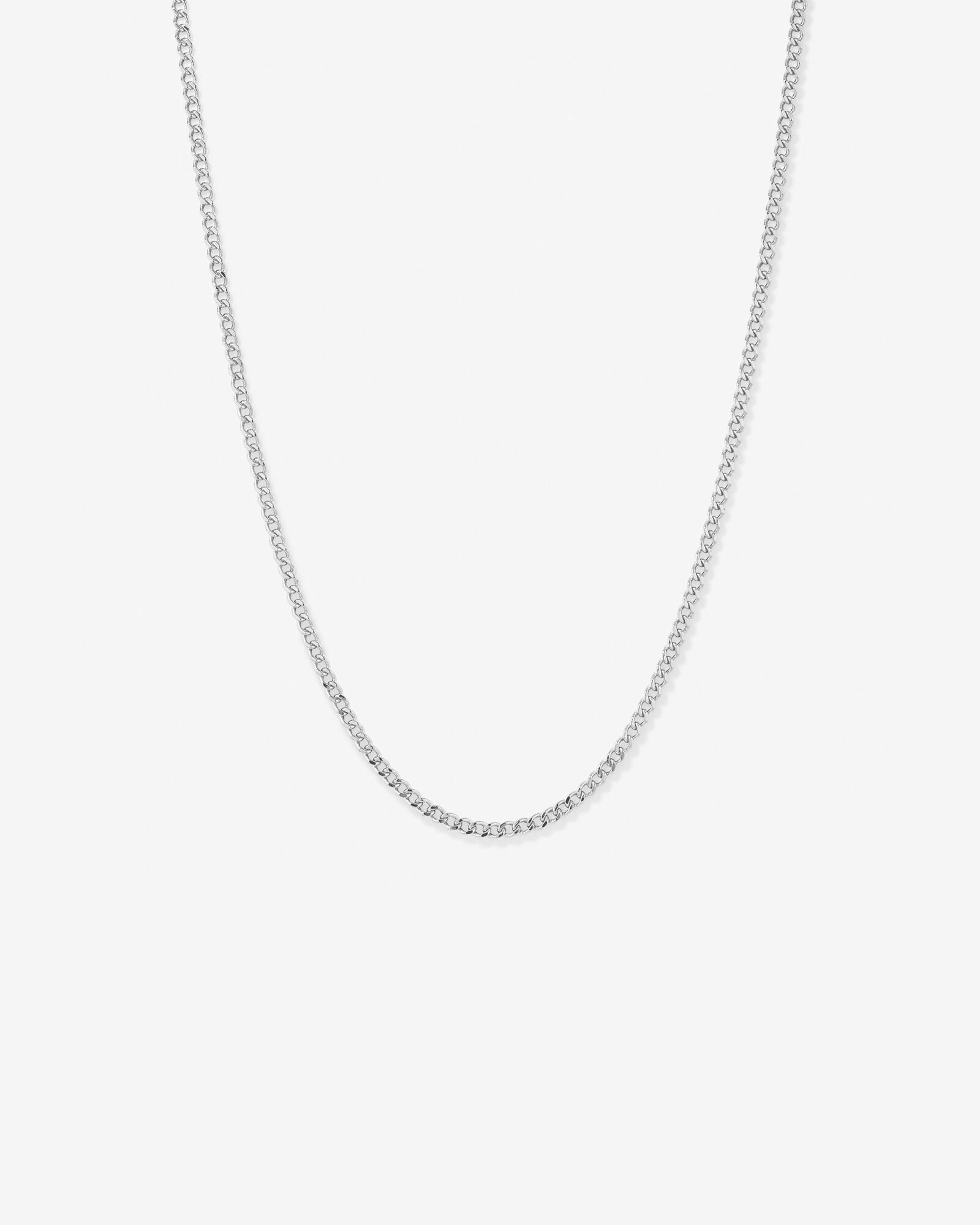 50cm (20") 3.75mm Width Semi Solid Diamond Cut Curb Chain in 10kt White Gold