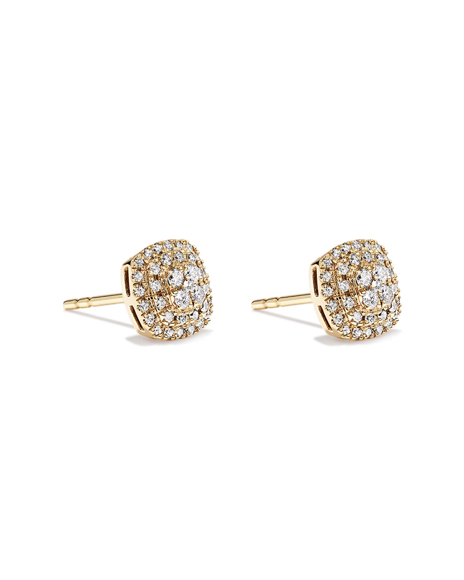 0.30 Carat TW Cushion Shaped Diamond Cluster Stud Earrings in 10kt Yellow Gold