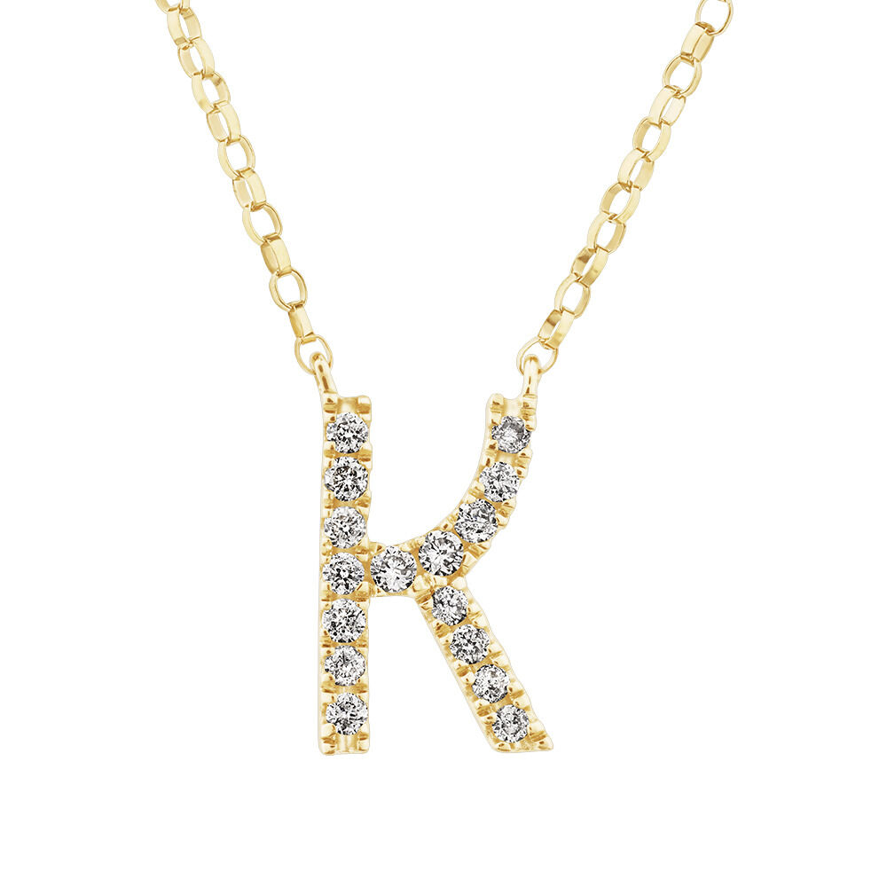 "K" Initial Necklace with 0.10 Carat TW of Diamonds in 10kt Yellow Gold