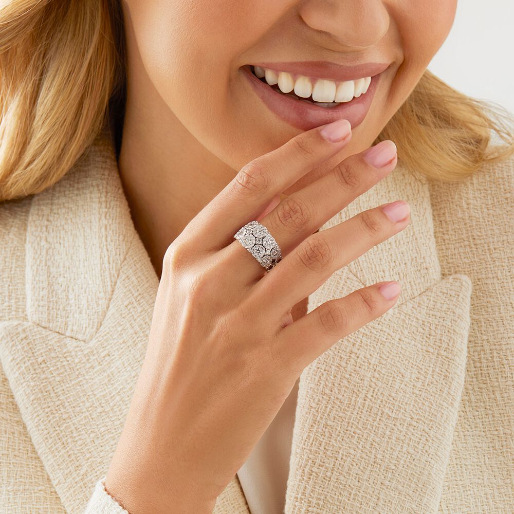 2 Row Bubble Ring with 2.00 Carat TW Diamonds in 14kt White Gold