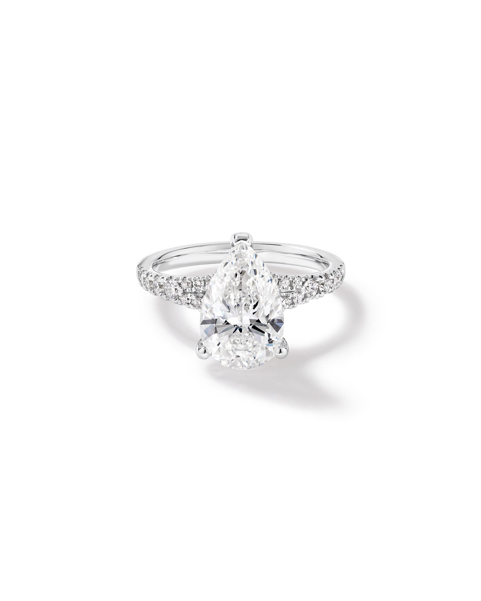 3.50 Carat TW Pear Cut Laboratory-Grown Diamond Engagement Ring in 18kt White Gold