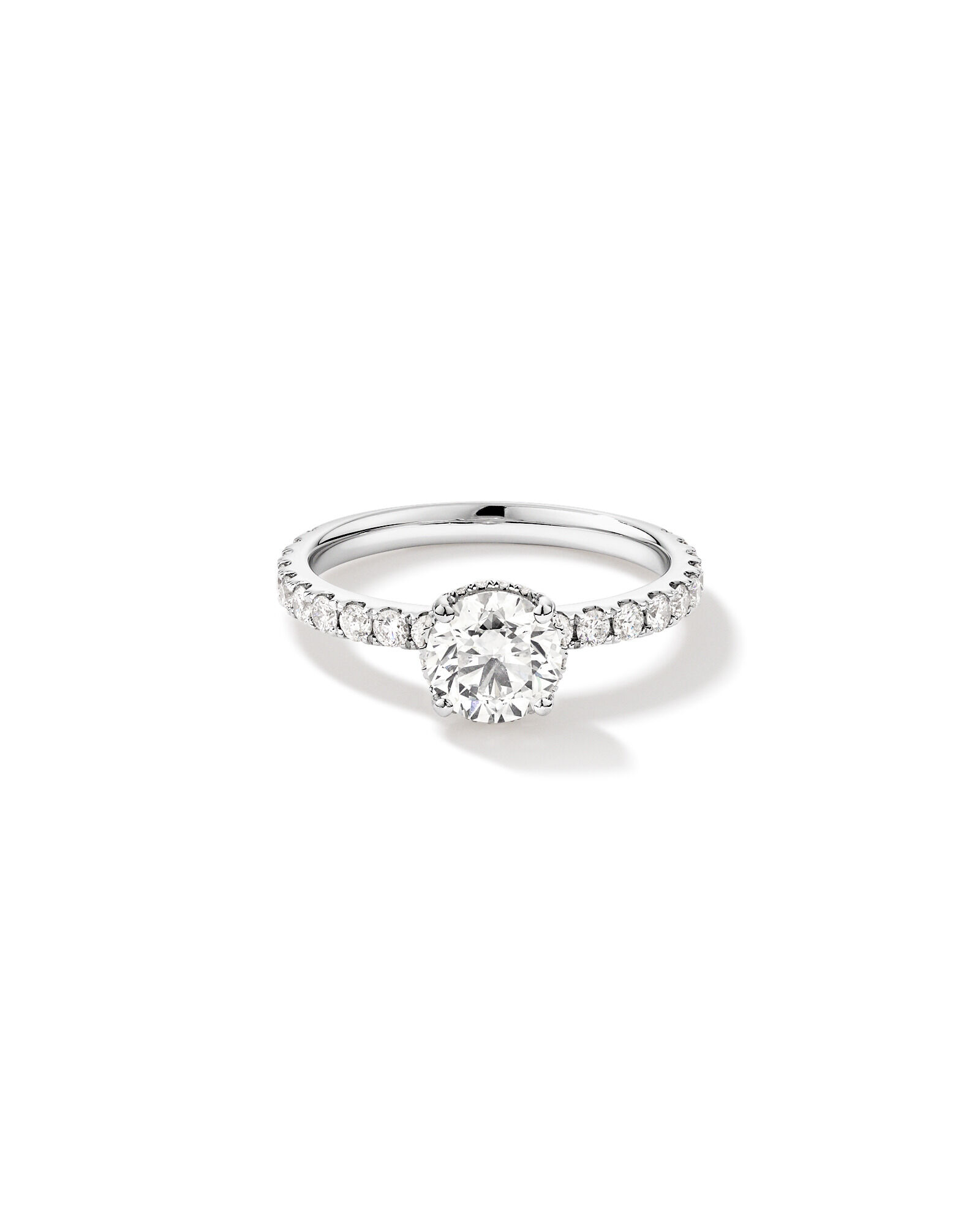 1.40 Carat TW Round Brilliant Diamond Solitaire Pave Hidden Halo Engagement Ring in Platinum