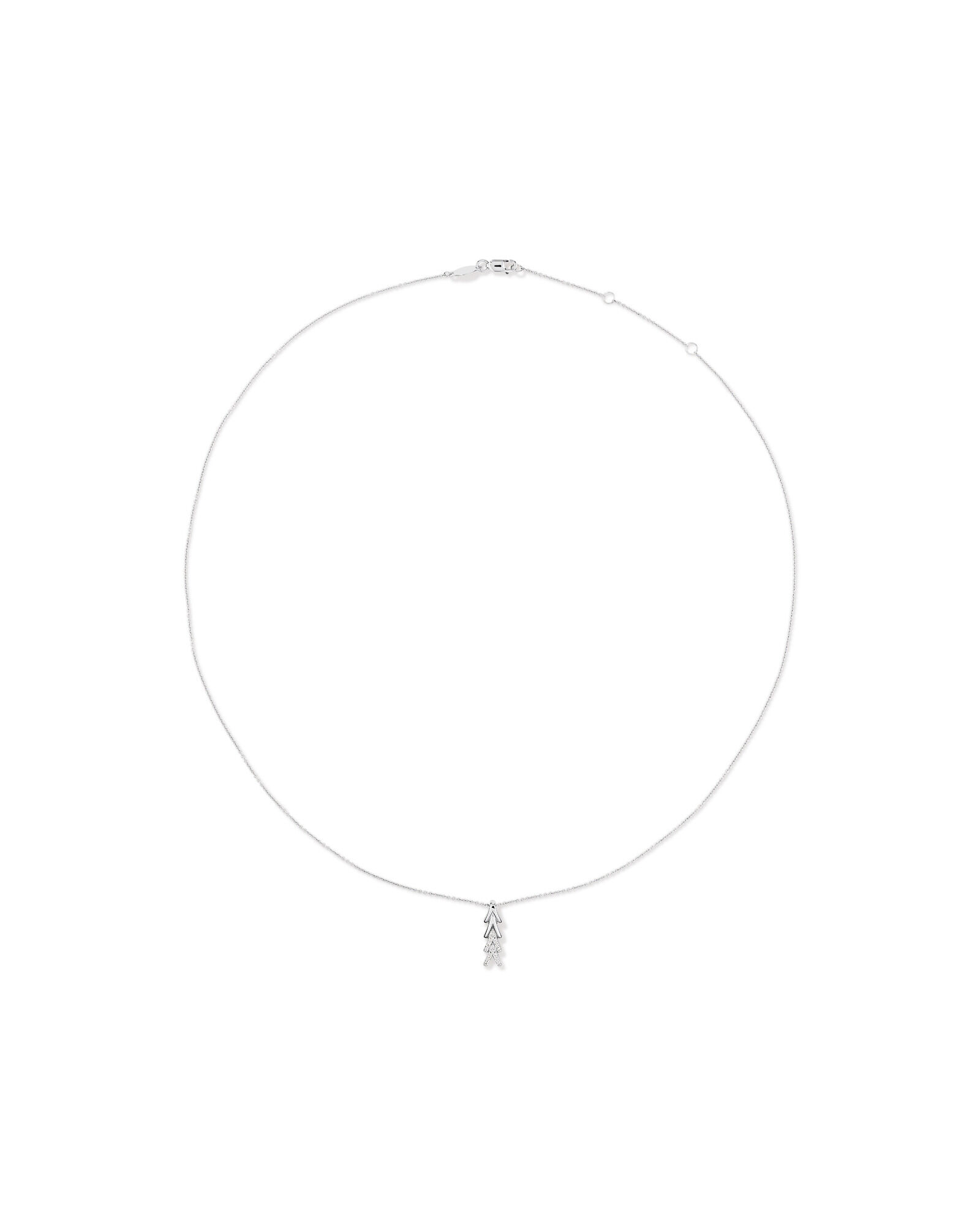 Cubic Zirconia Chevron Pendant Necklace in Sterling Silver