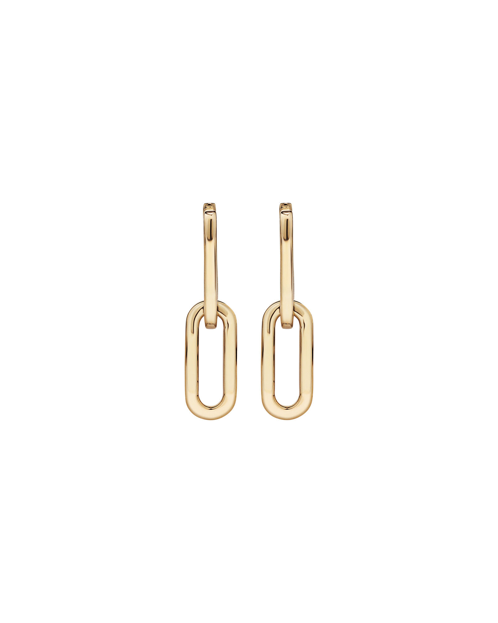 Paperclip Huggie Drop Earrings in 10kt Yellow Gold