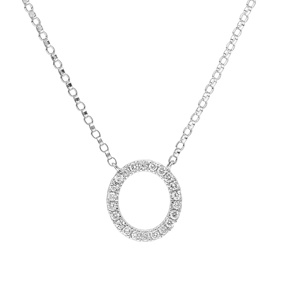 O Initial Necklace with 0.10 Carat TW of Diamonds in 10kt White Gold