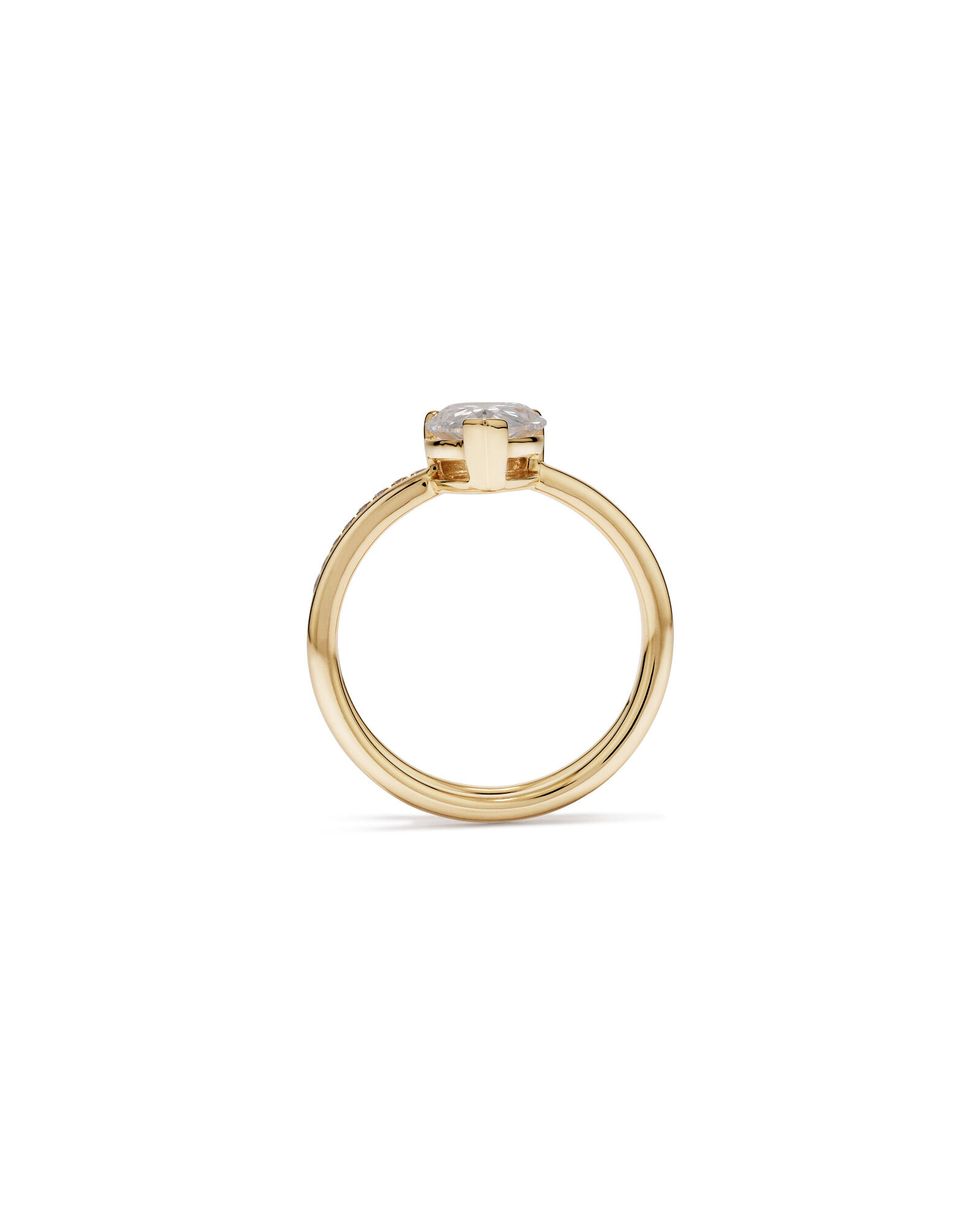 1.87 Carat TW Pear Cut Lab-Grown Diamond Double Band Engagement Ring in 14kt Yellow Gold