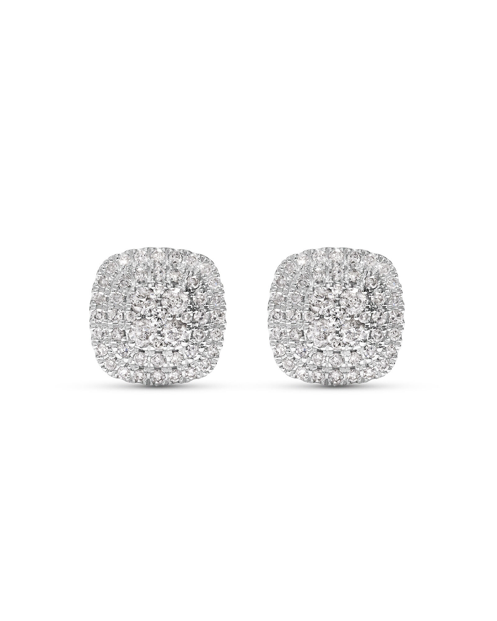 0.65 Carat TW Cushion Shaped Diamond Cluster Stud Earrings in 10kt White Gold