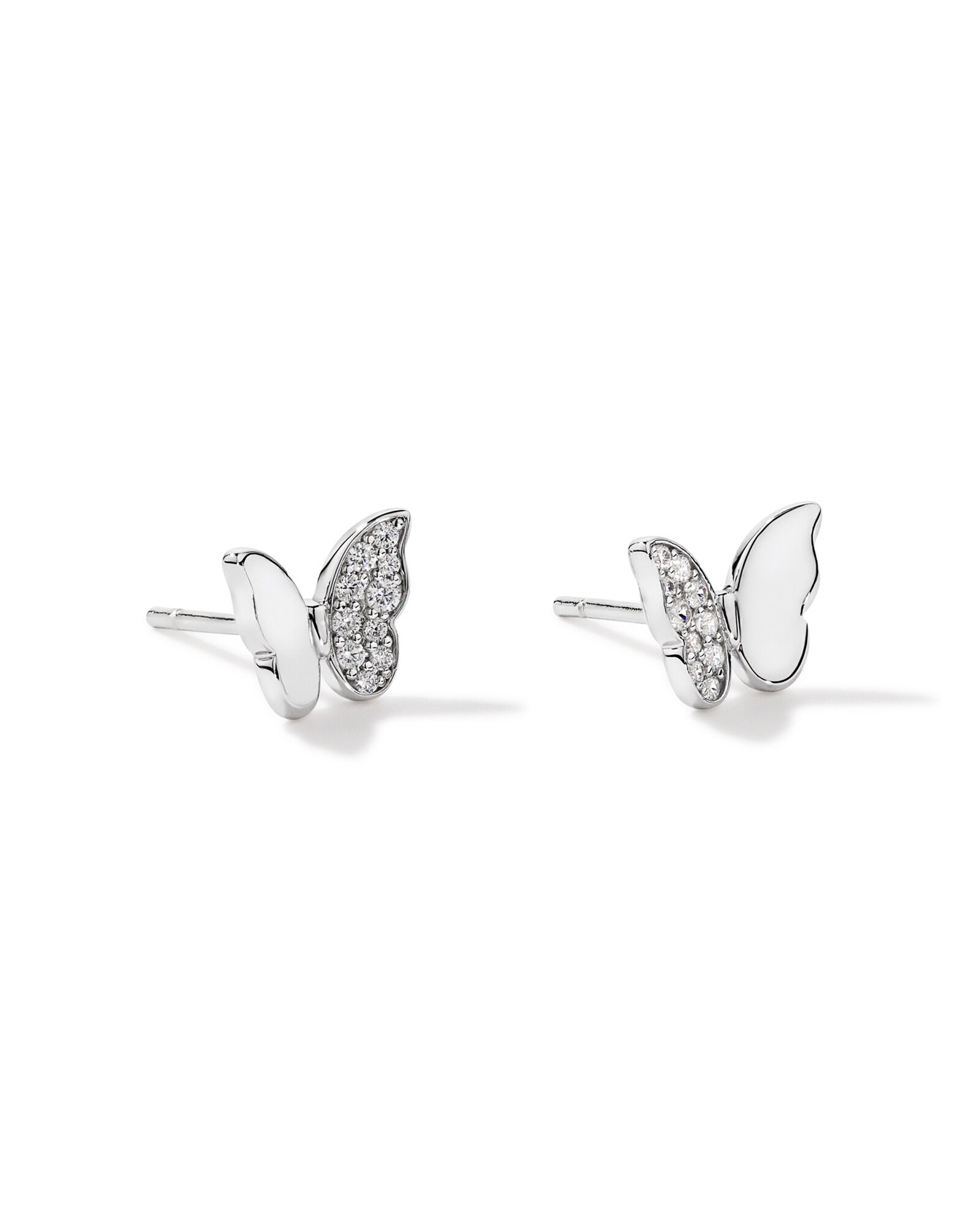 Butterfly Stud Earrings with Cubic Zirconia in Sterling Silver