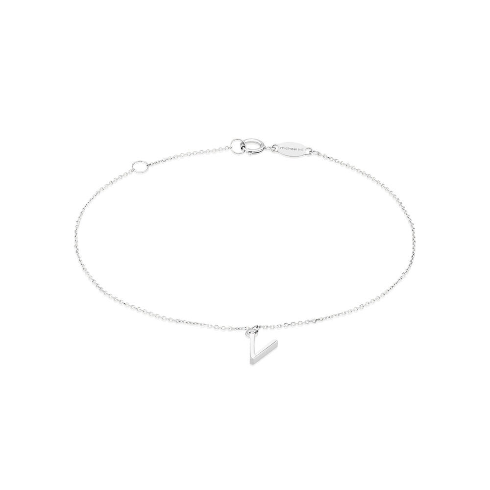 19cm (7.5") V Initial Bracelet in Sterling Silver
