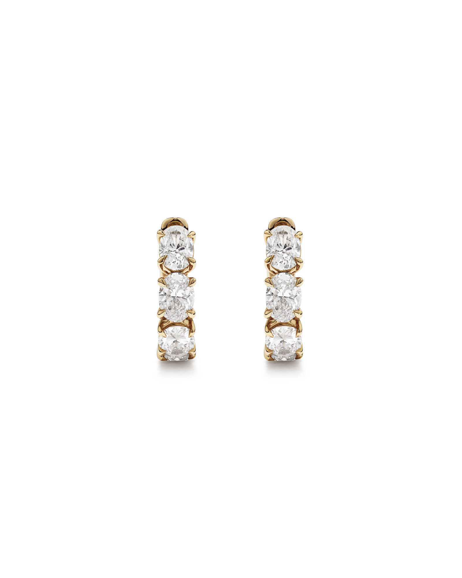 2.00 Carat TW Laboratory-Grown Diamond Oval Huggie Earrings in 10kt Yellow Gold