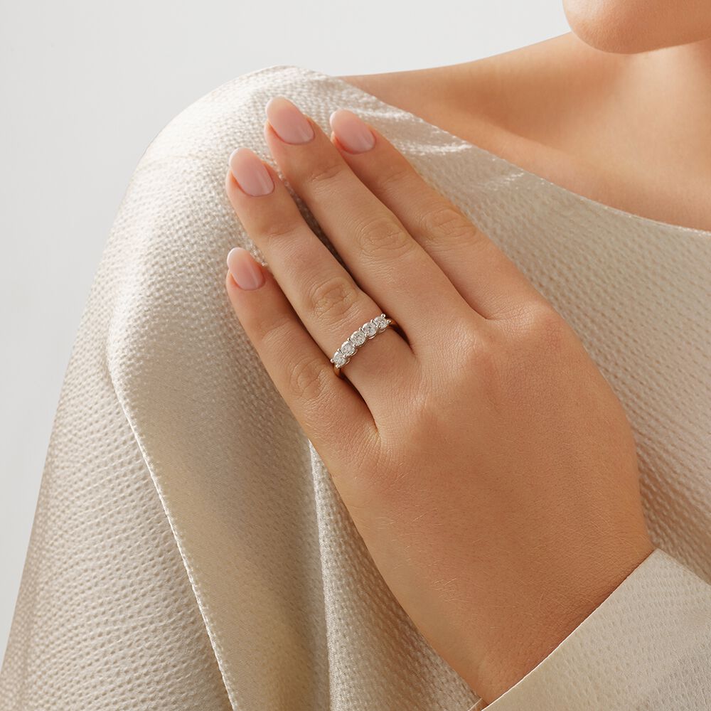 Evermore 5 Stone Wedding Band with 1 Carat TW of Diamonds in 14kt Yellow/White Gold