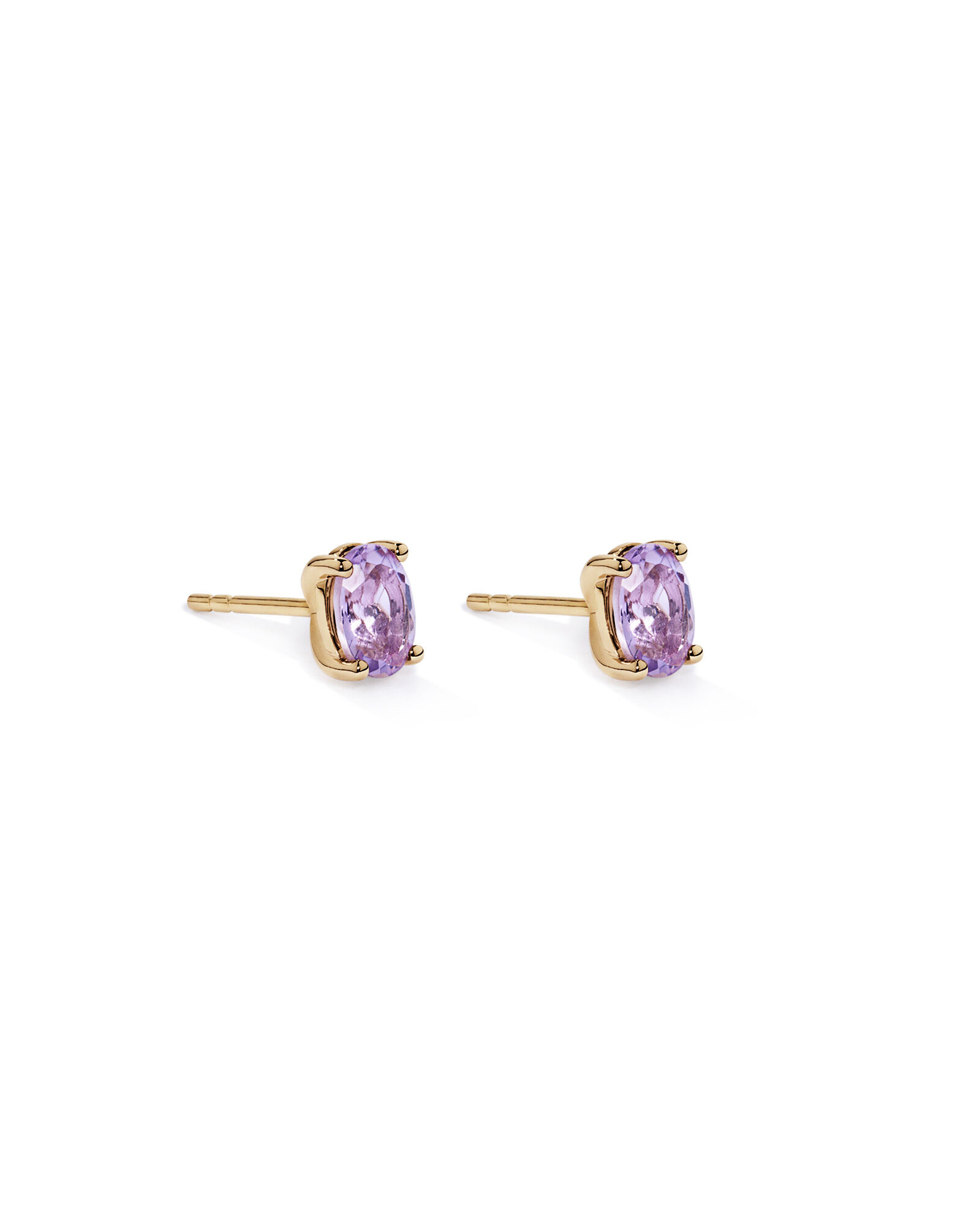 Oval Rose Amethyst Stud Earrings in 10kt Yellow Gold