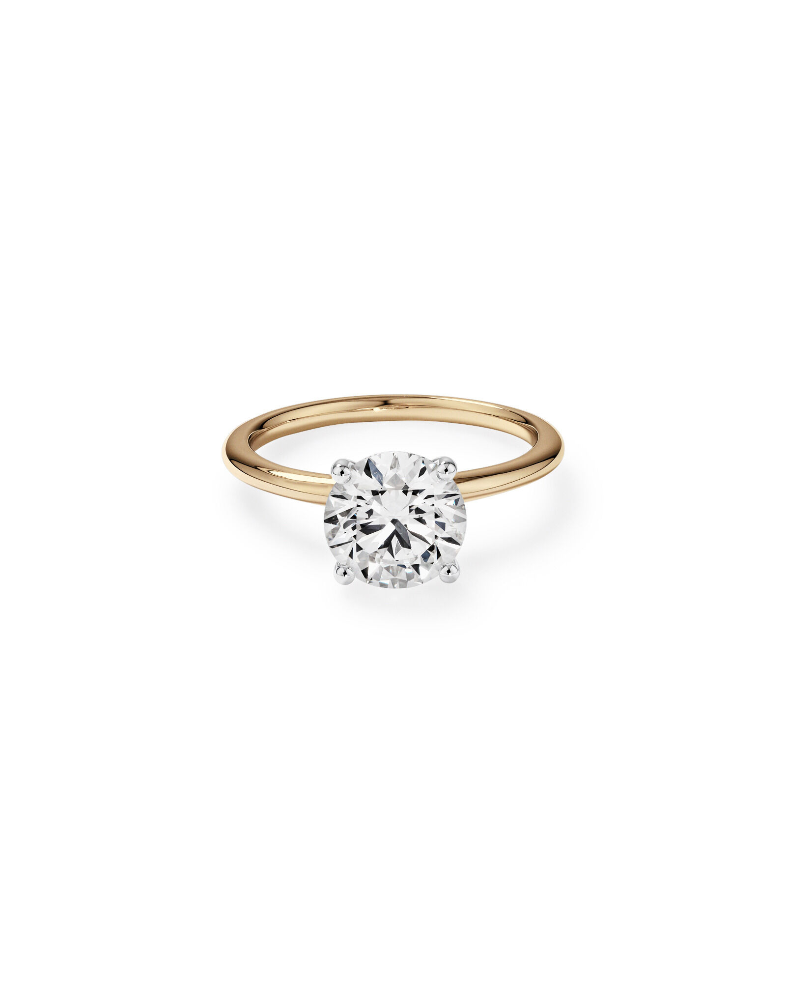 2 Carat TW Round Brilliant Laboratory-Grown Diamond Solitaire Engagement Ring in 14kt Yellow and White Gold