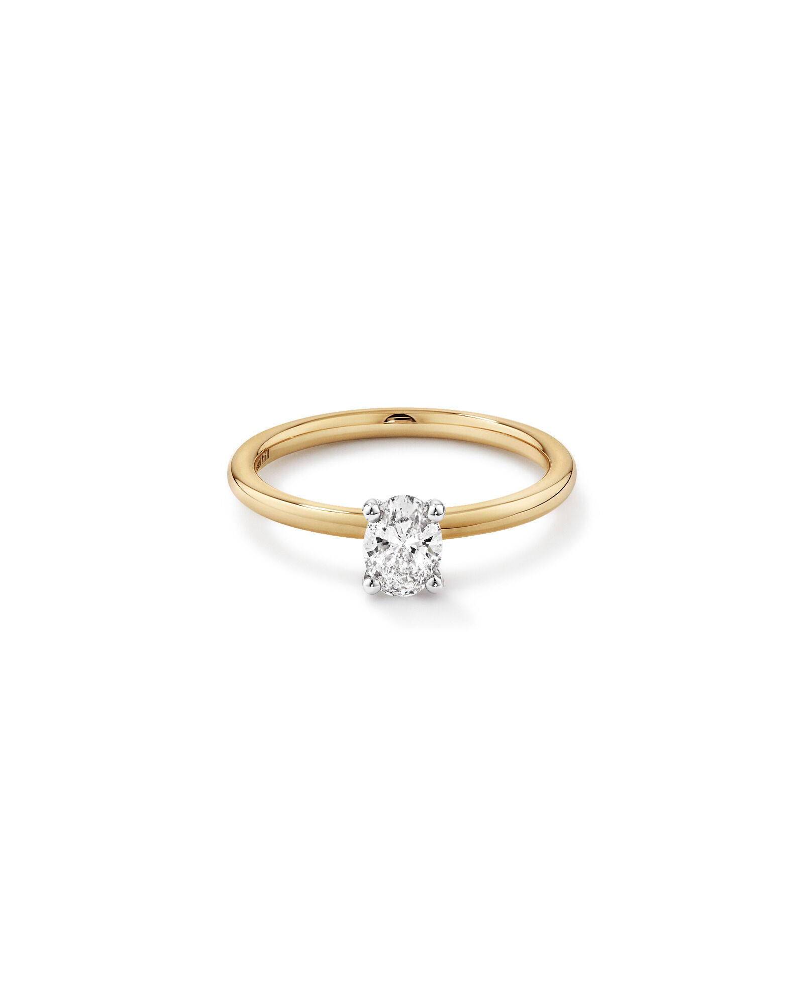 0.50 Carat TW Certified Oval Solitaire Engagement Ring in 18kt Yellow & White Gold