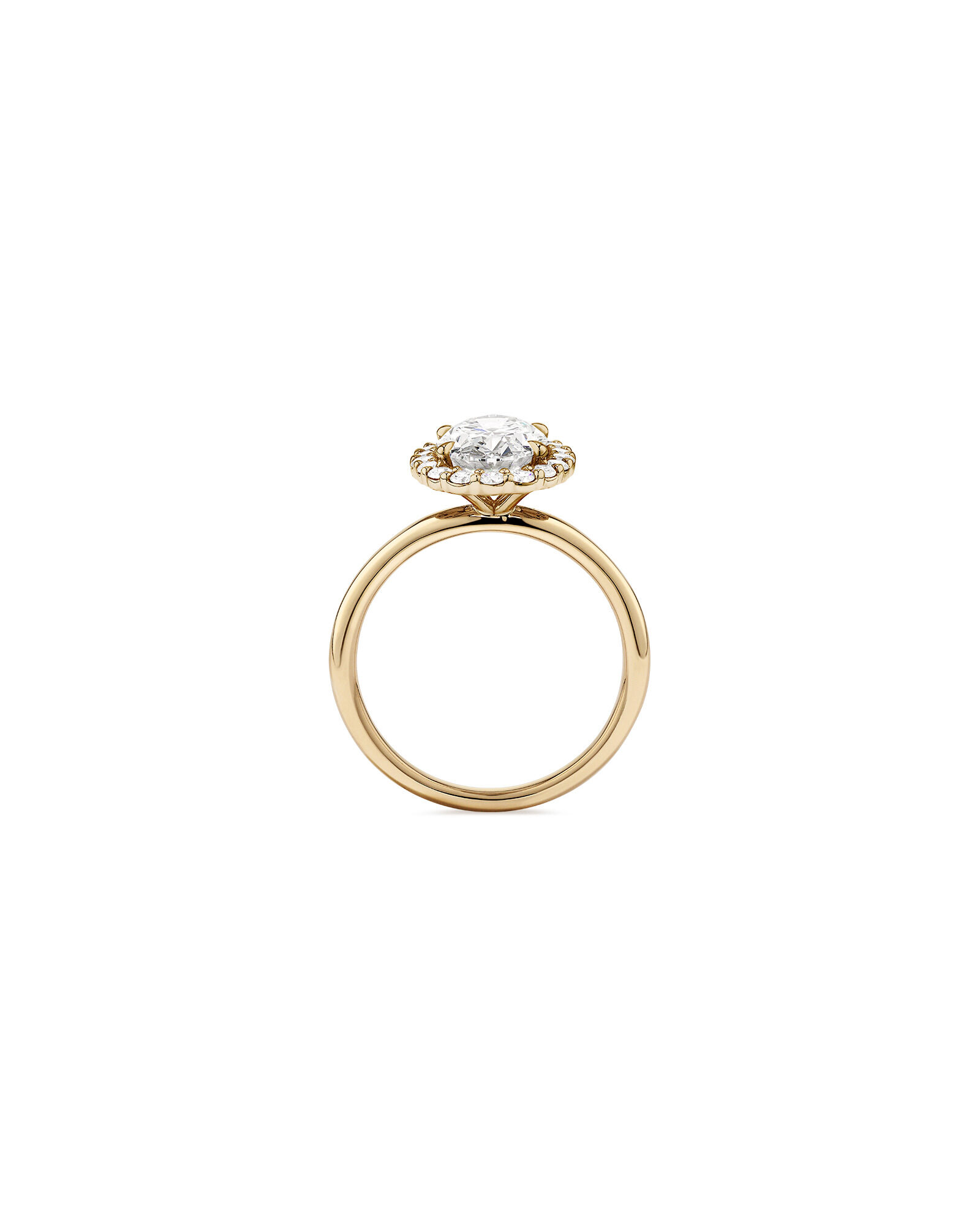 2.34 Carat TW Oval Cut Laboratory-Grown Diamond Halo Engagement Ring in 14kt Yellow Gold