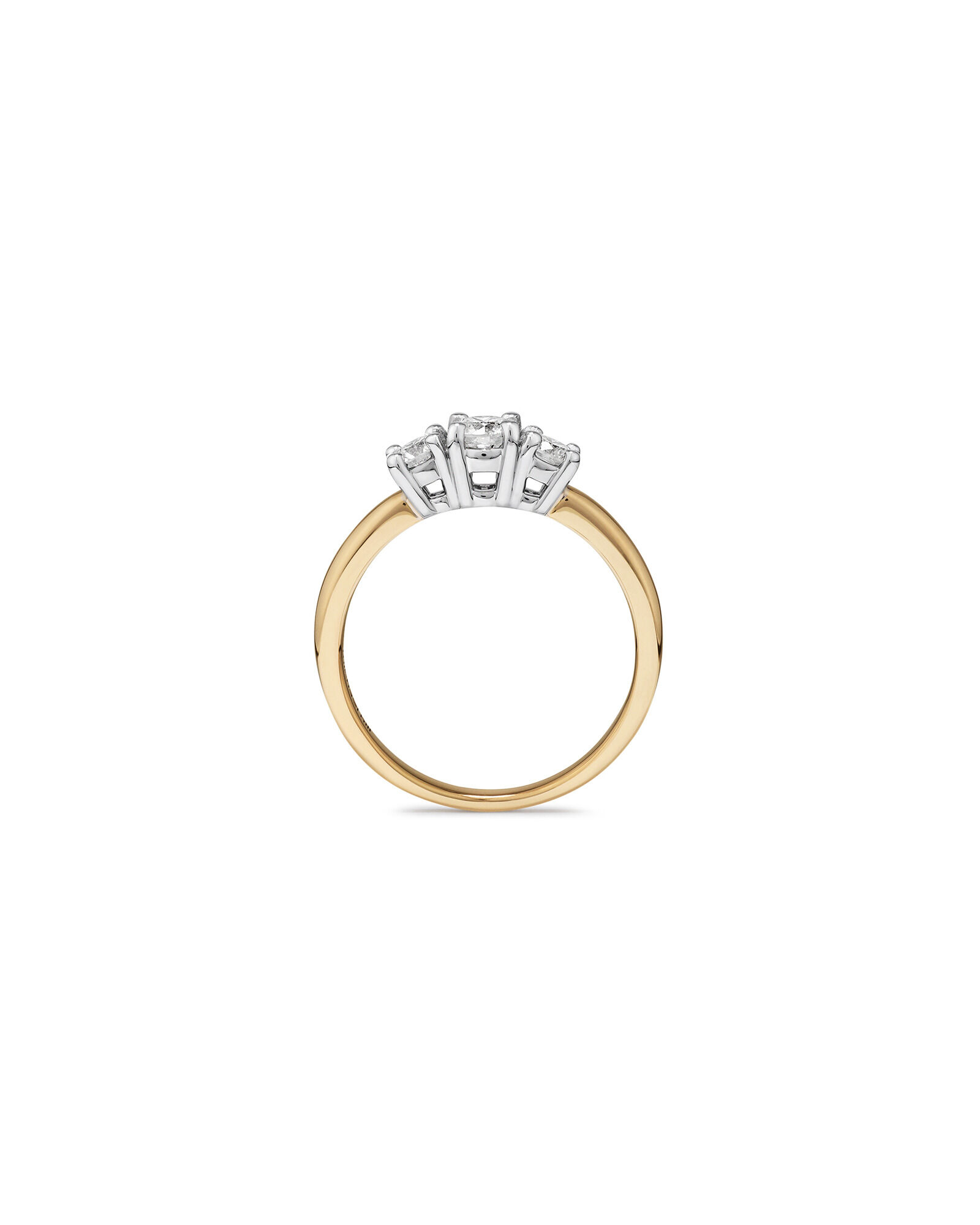 0.50 Carat TW Three Stone Round Brilliant Diamond Engagement Ring in 14kt Yellow and White Gold