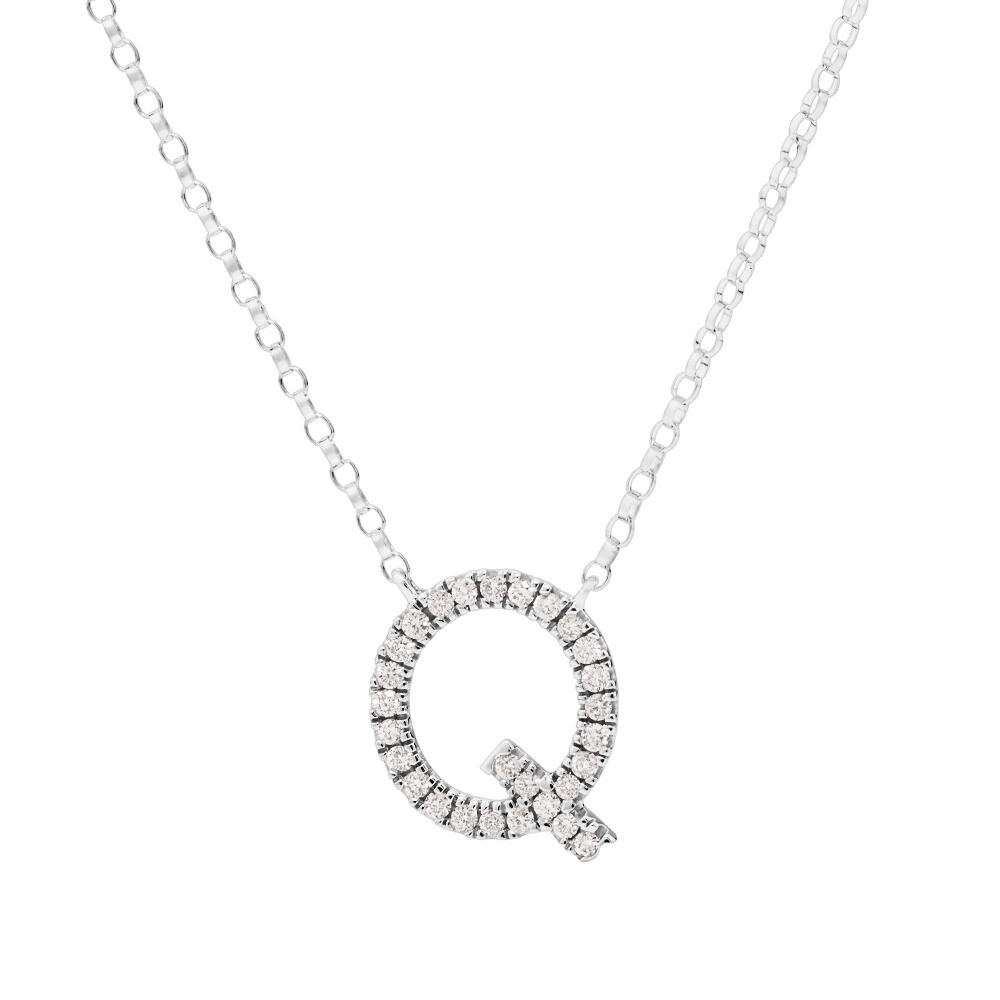 Q Initial Necklace with 0.10 Carat TW of Diamonds in 10kt White Gold