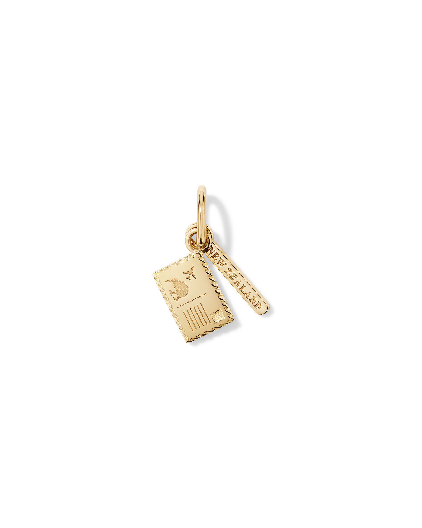 New Zealand Postcard Pendant in 10kt Yellow Gold