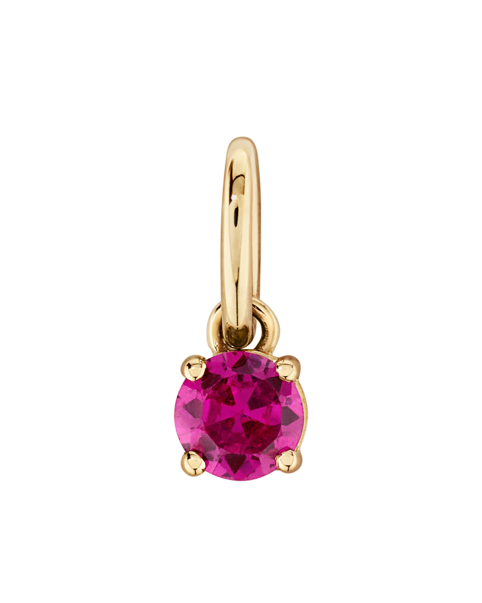 Created Round Red Ruby Birthstone Pendant in 10kt Yellow Gold