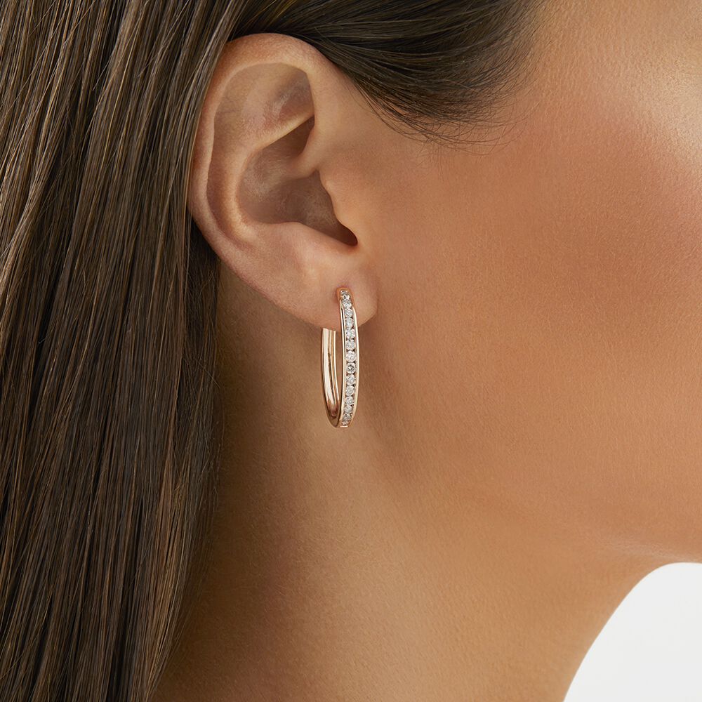 Huggie Earrings with 1.00 Carat TW of Diamonds in 10kt White Gold