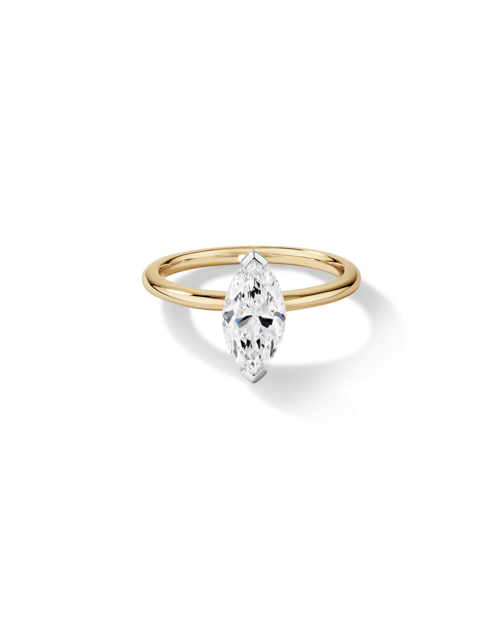 1.25 Carat TW Marquise Laboratory-Grown Diamond Solitaire Engagement Ring in 14kt Yellow and White Gold