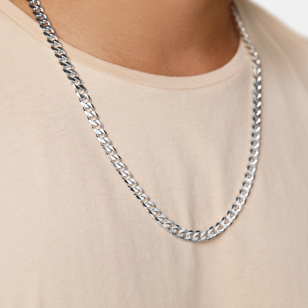60cm (24") 7.2mm Width Curb Chain in Sterling Silver