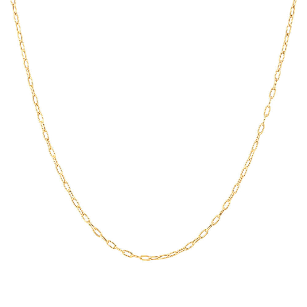 45cm (18&rdquo;) 2mm-2.5mm Width Hollow Paperclip Chain in 10kt Yellow Gold
