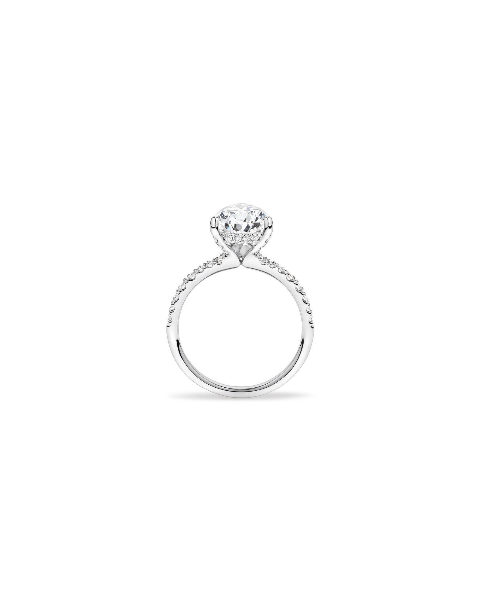 3.50 Carat TW Pear Cut Laboratory-Grown Diamond Engagement Ring in 18kt White Gold
