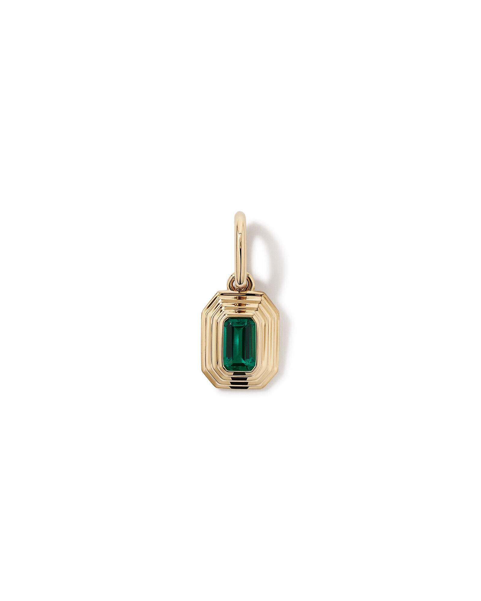 Bold Emerald Cut Created Emerald Pendant in 10kt Yellow Gold