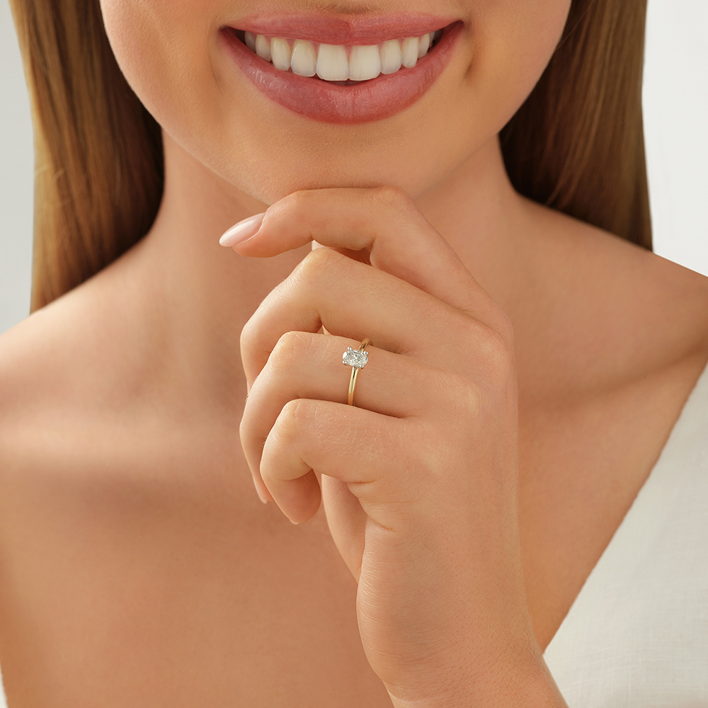 0.50 Carat TW Certified Oval Solitaire Engagement Ring in 18kt Yellow & White Gold