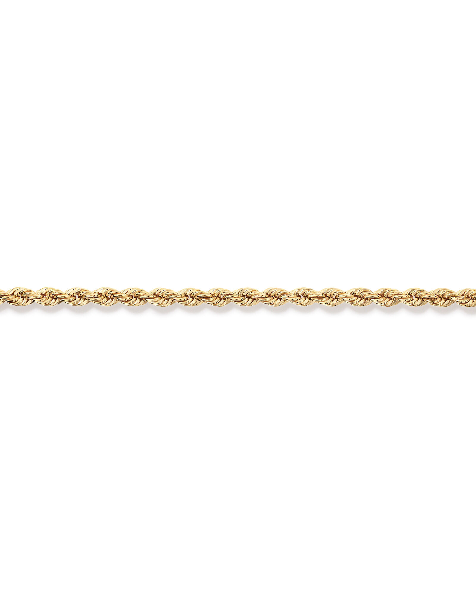 19cm (7.5") 4.4mm Width Semi-Solid Rope Bracelet in 10kt Yellow  Gold