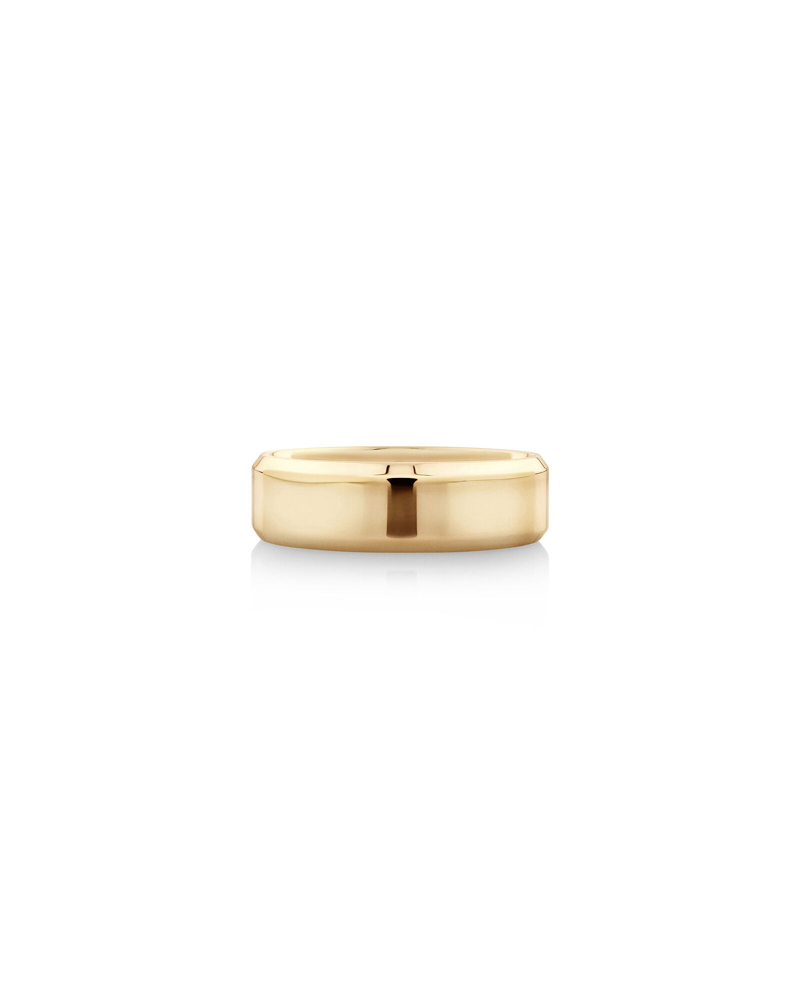 7mm Flat Bevelled Wedding Band in 10kt Yellow Gold