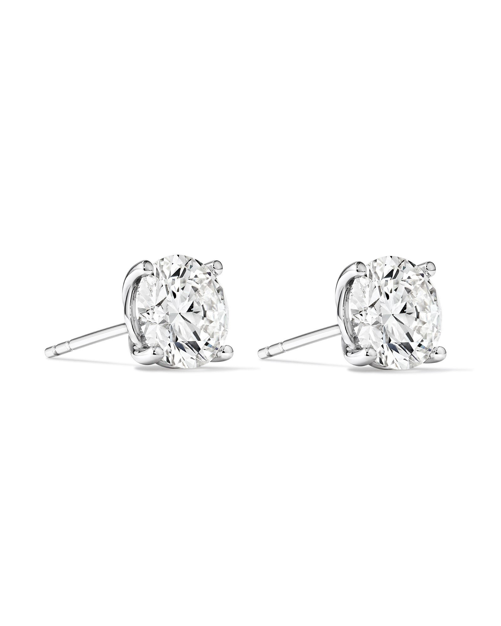 3.00 Carat TW Laboratory-Grown Diamond Solitaire Stud Earrings in 14kt White Gold