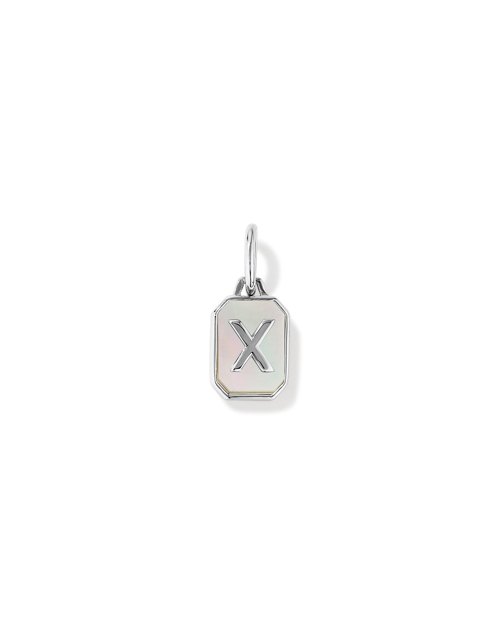 Letter X Mother of Pearl Initial Pendant in Sterling Silver