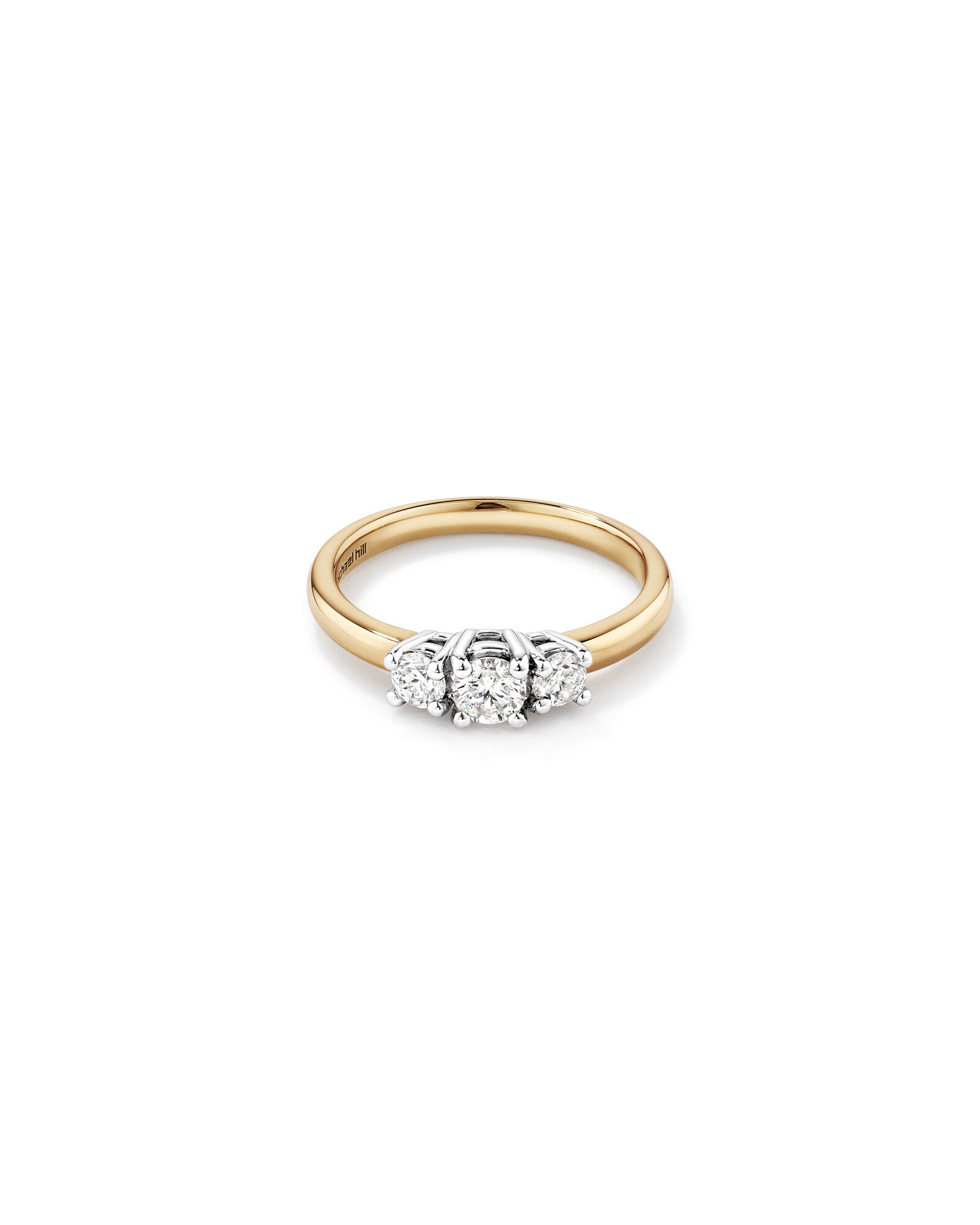 0.50 Carat TW Three Stone Round Brilliant Diamond Engagement Ring in 14kt Yellow and White Gold