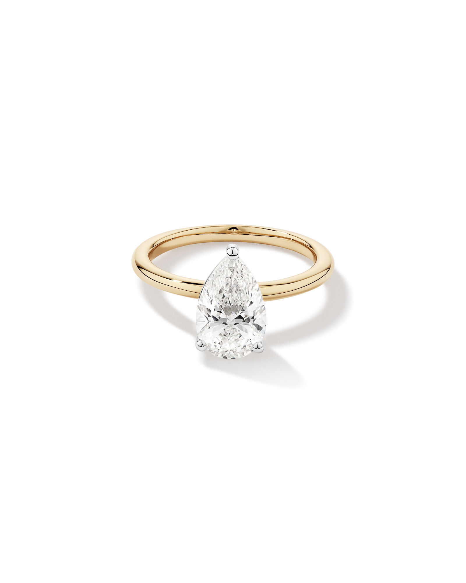 2 Carat TW Pear Cut Laboratory-Grown Diamond Solitaire Engagement Ring in 14kt Yellow and White Gold