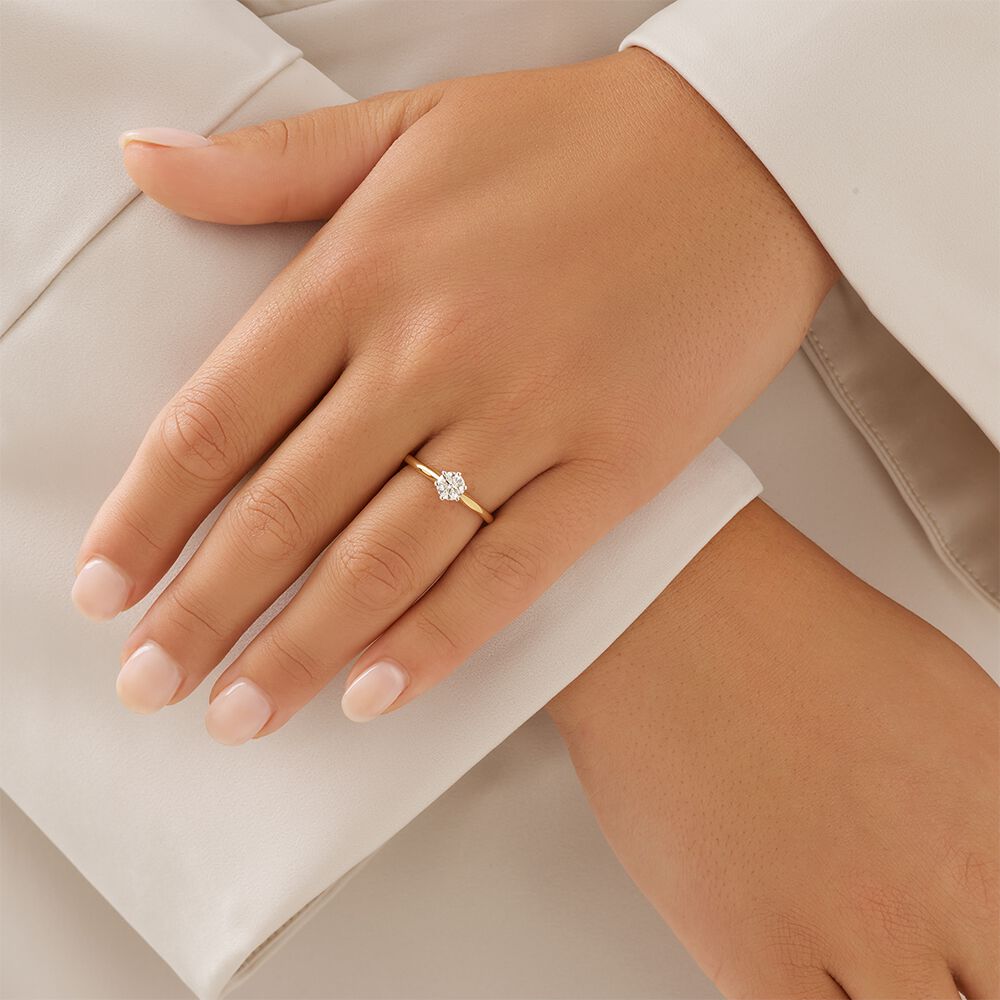 Certified Solitaire Engagement Ring with a 0.50 Carat TW Diamond in 18kt Yellow and White Gold