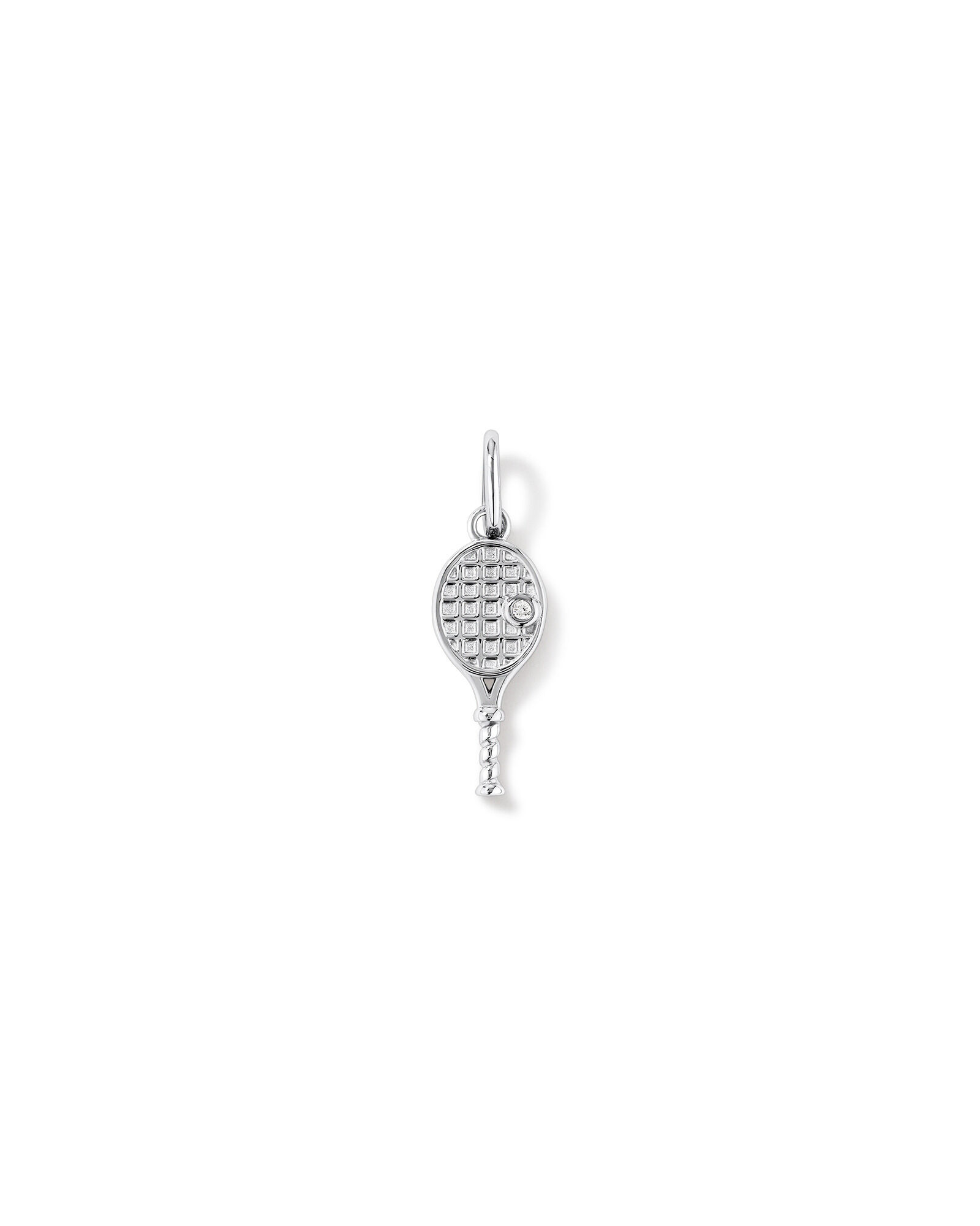 Diamond Accent Tennis Racquet Pendant in Sterling Silver
