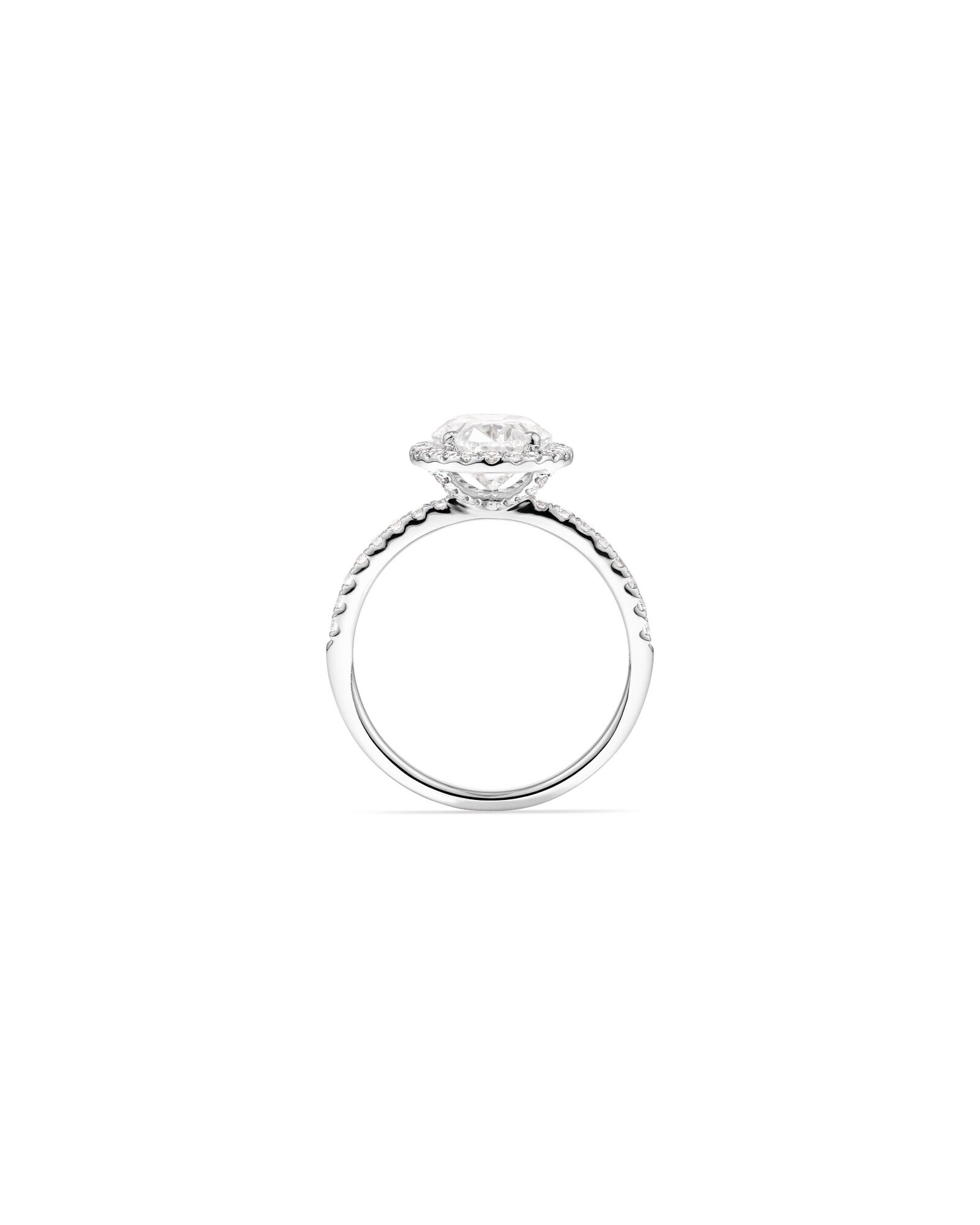 2.92 Carat TW Oval Cut Laboratory Grown Diamond Halo Engagement Ring in 14kt White Gold