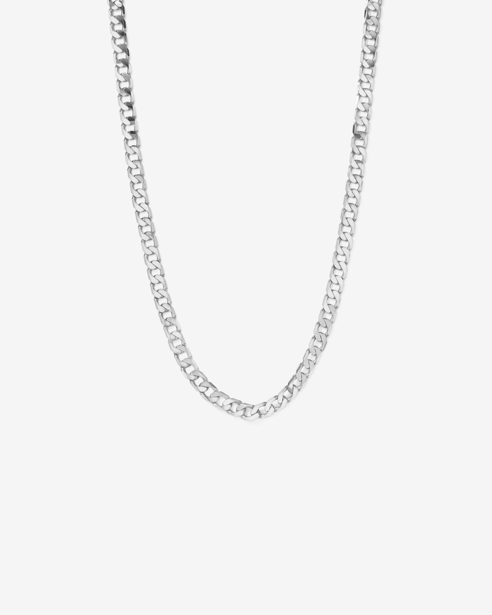 65cm (9") 8.87mm Flat Beveled Curb Chain in 10kt White Gold