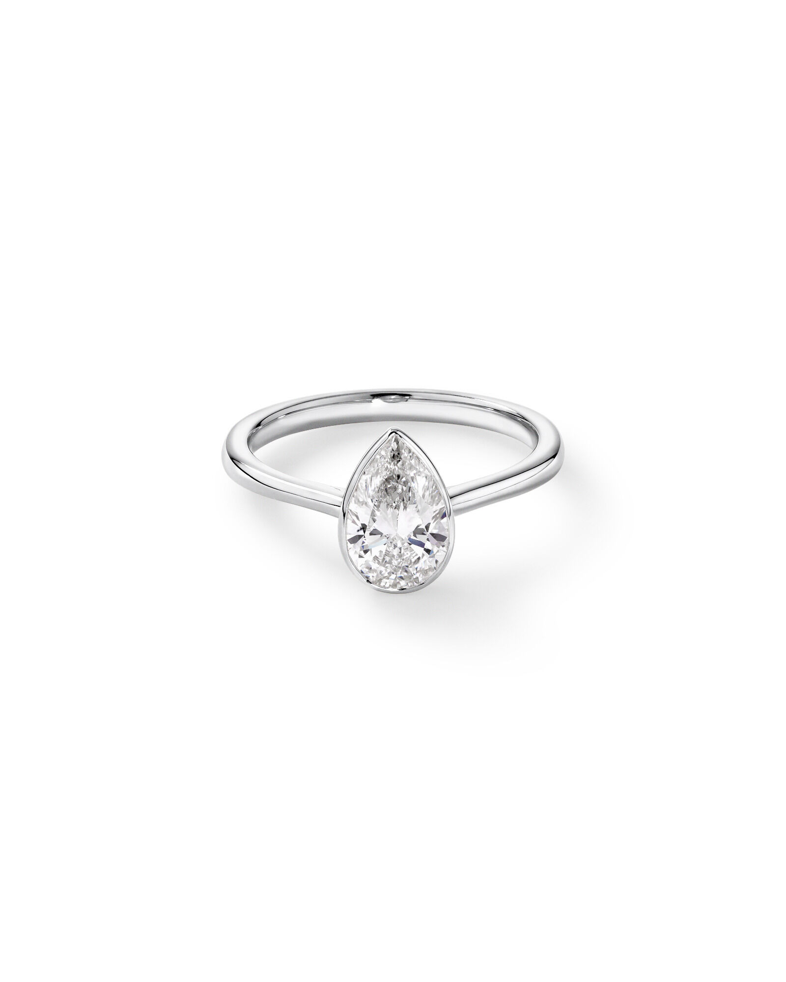1.25 Carat TW Pear Cut Laboratory-Grown Diamond Solitaire Bezel Set Engagement Ring in 14kt White Gold